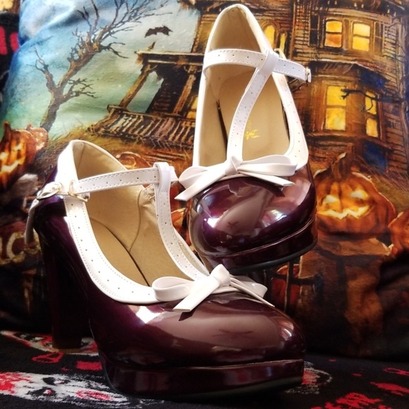 Retro Burgundy heels - Picture 5 of 8